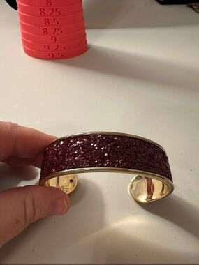 Glitter Bracelet Cuff in Burgundy